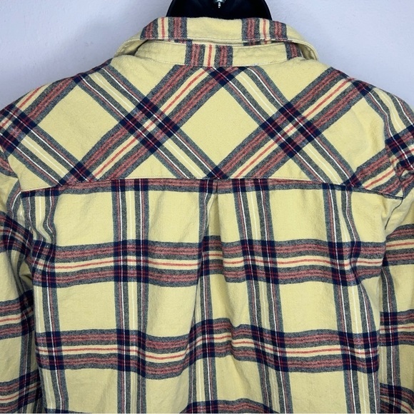 SMALL BUFFALO WOMENS YELLOW PLAID FLANNEL COTTON LONG SLEEVE BUTTON FRONT - Picture 7 of 10